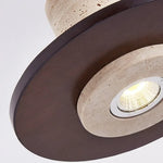 Stone Wood LED Pendant Lights Yellow Travertine Vintage Hanging Lamp