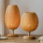 Handcrafted Bamboo Table Lamp with Wood Rattan Lampshade