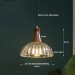 Wood Ceramic LED Pendant Chandelier for Dining Room Bedroom Kitchen Lighting