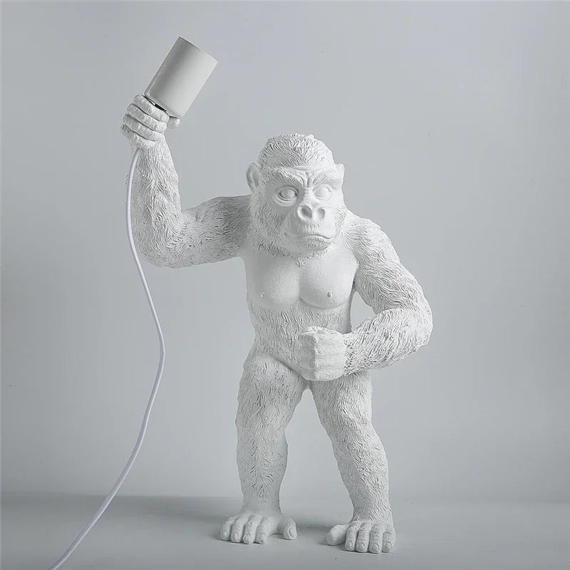 Resin Monkey Table Lamp: Decorative Gorilla Bedroom Light Fixture