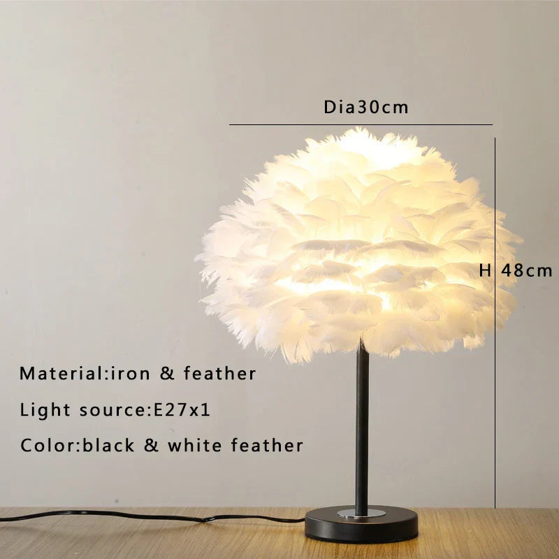 Feather White Grey Floor Lamp Minimalist Standard Light Living Room Shop Bedside Standing Lamps