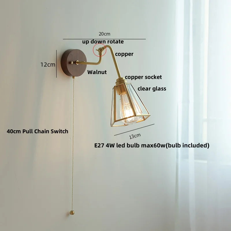 Shell Glass LED Wall Light Tiffany Style Bedside Lamp