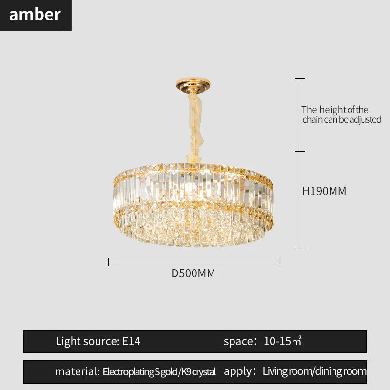 Crystal Chandelier: Elegant Modern Lighting for Living Room, Bedroom, and Restaurant.