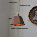 Walnut Wood LED Pendant Light Clear Glass Adjustable Loft Retro