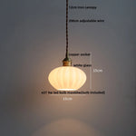 White Glass LED Pendant Lamp Copper Adjustable Hanging Light