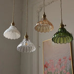 Modern Copper Flower Glass Wall Light with Pull Chain