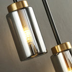 Smokey Gray Glass Linear Brass LED Wall Lights