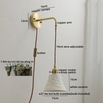 Ceramic Copper LED Wall Lamp with Pull Chain Switch for Modern Style Interiors