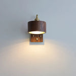 Walnut Wood LED Wall Sconce, Copper Toggle Switch, Vintage Loft Style