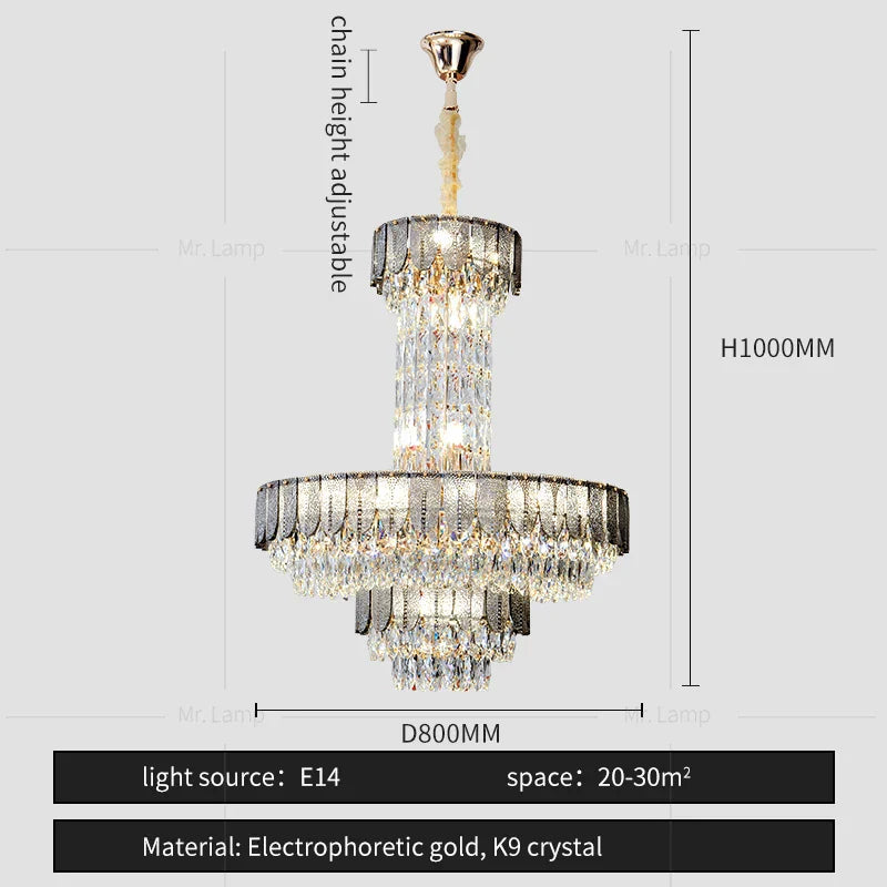 Crystal Chandelier: Postmodern Multi-layer Luxury for Living Room, Hotel Lobby, and Villa