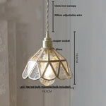 Walnut Wood & Copper Glass Pendant Light Fixture, LED Dining Room Luminaire