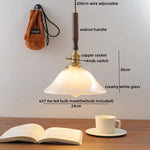 Walnut Glass Pendant Lamp: Nordic LED Hanging Light Fixture for Dining Room, Bedroom, Bar