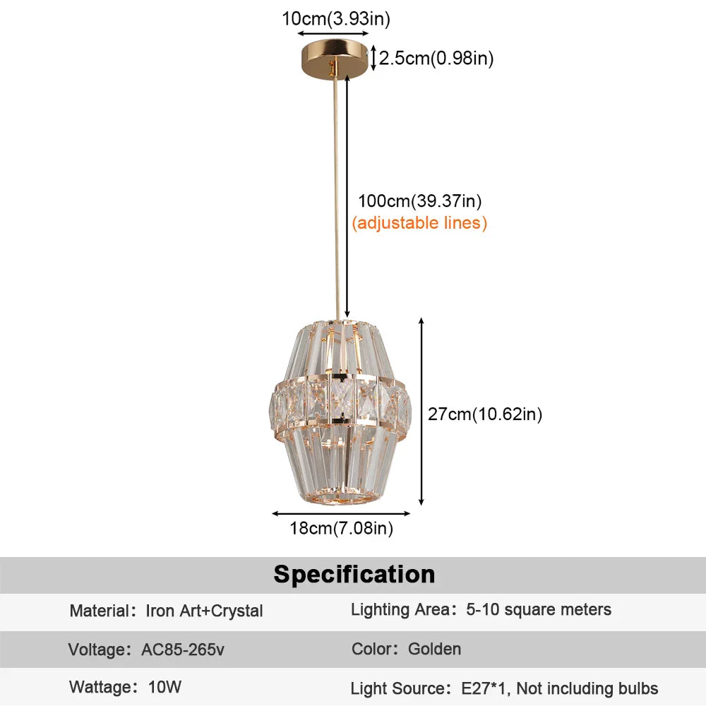 Retro Crystal Chandelier Pendant Light for Home Decor
