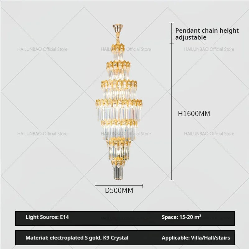 Crystal Staircase Chandelier: Luxurious European Style for Villa Living