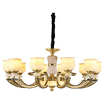 Copper Jade Pendant Lamp: Modern Chinese Style Dining Room Decor for Villas