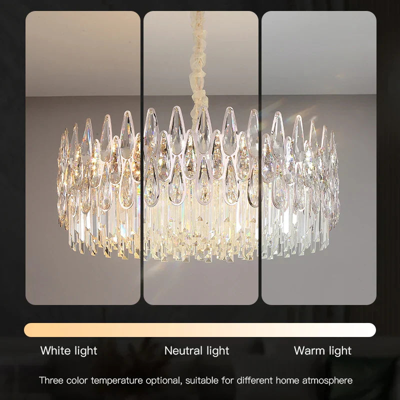 Crystal LED Chandelier | Long Stairway Villa Light | Modern Luxury Post Lamp