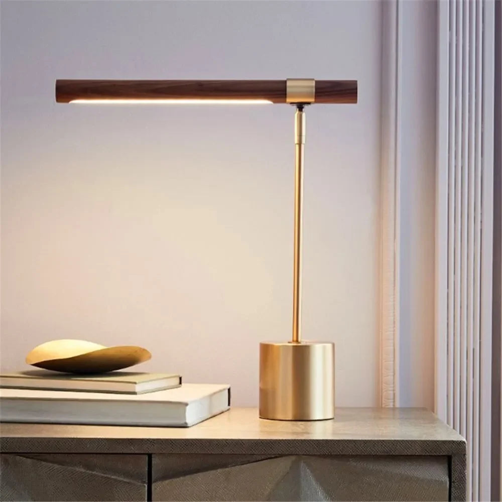 Wood Grain LED Desk Lamp for Hotel Art Decoration & Study