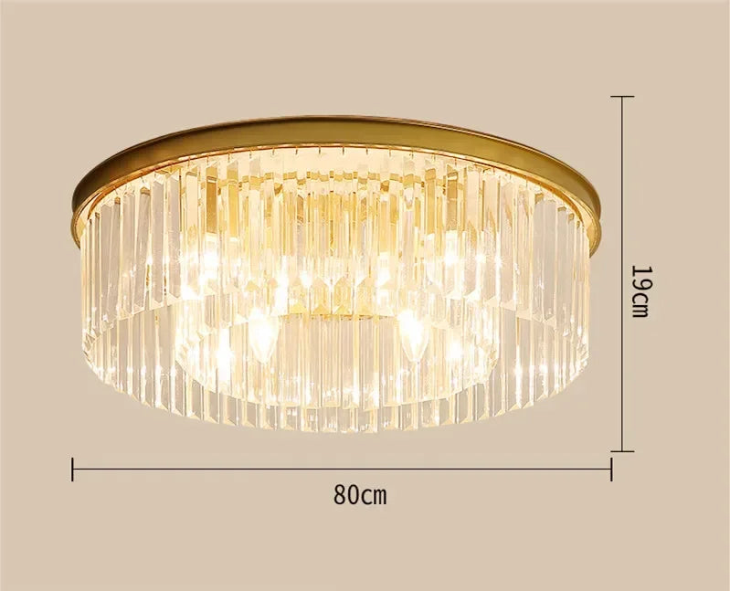 Metal Crystal Pendant Light Chandelier for Living Room, LED Hanging Lamp