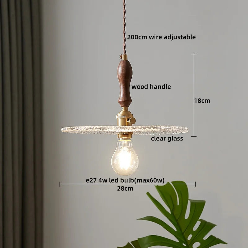 Clear Glass Pendant Lamp Japanese Style LED Hanging Lights