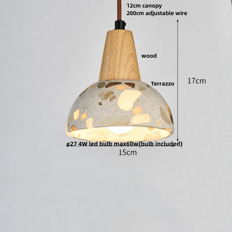 Stone Terrazzo LED Pendant Lights - Modern Nordic Adjustable Hanging Lamp