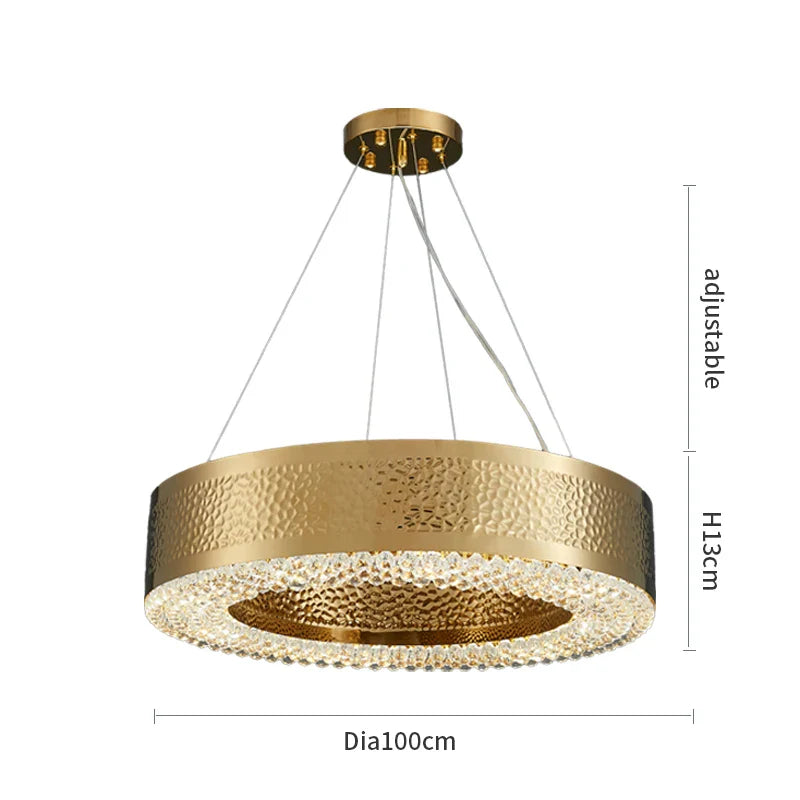 Alleri Hammered Gold & Crystal Chandelier