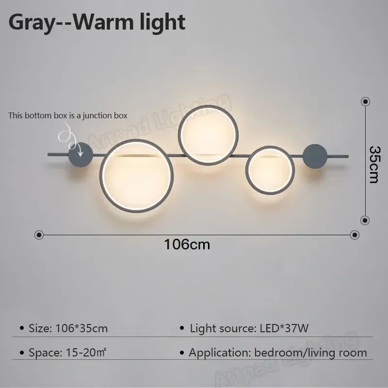 Minimalist Nordic Black LED Wall Sconce for Bedroom & Living Room