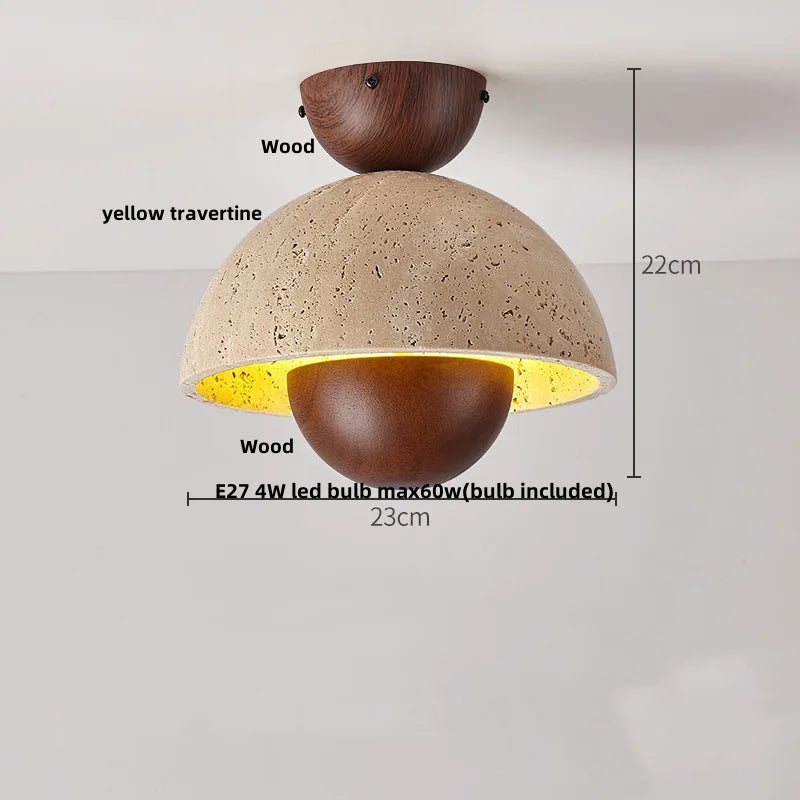 Yellow Travertine Stone LED Ceiling Light for Modern Nordic Ambiance