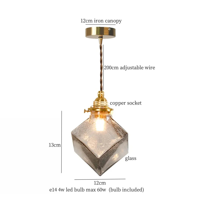 Afralia™ Smoke Gray Glass LED Pendant Light for Home Decor in Brass Finish