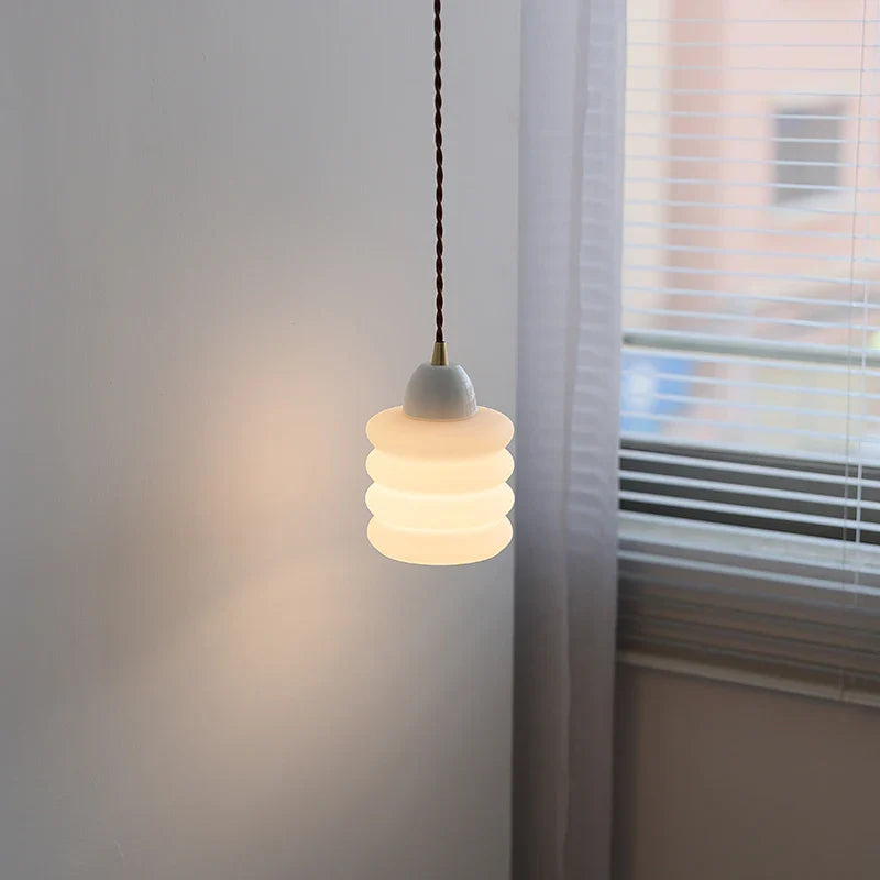 White Glass Adjustable LED Pendant Lamp Nordic Modern Hanging Lights