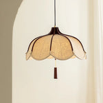 Wood E27 LED Fabric Pendant Chandelier for Dining & Bedroom Lighting