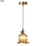 Afralia™ Amber Glass LED Pendant Light - Modern Copper Hanging Fixture