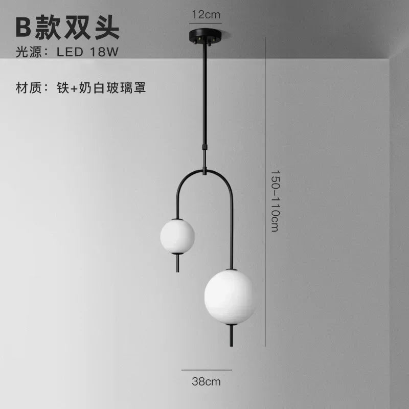 Glass Suspension Kitchen Island Chandelier Ceiling Pendant - Modern Living Room Hanging Light