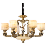 Luxury Chinese Style Copper Jade Living Room Chandelier