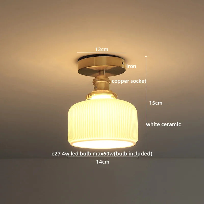 Ceramic LED Ceiling Light Modern White Porch Balcony Luminaria