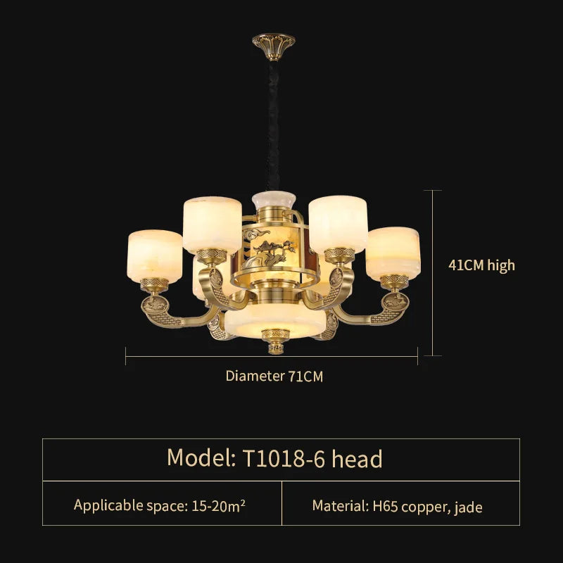Natural Jade Chandelier - Luxurious Zhongshan Lamps for Dining, Bedroom, and Living Room