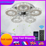 Smart Crystal Ceiling Fan LED Chandelier for Modern Living Dining Room