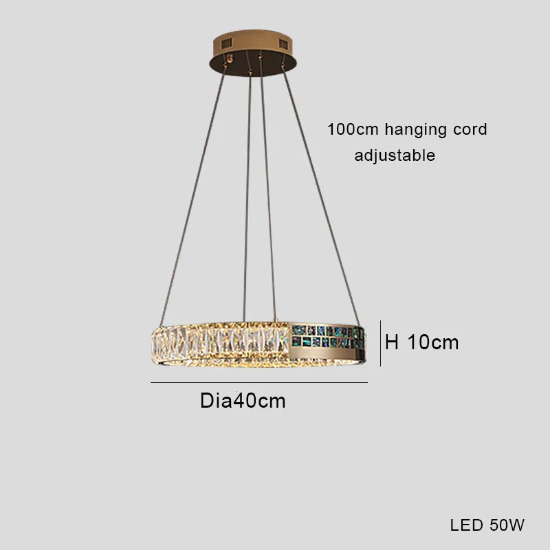 Crystal Ring Ceiling Chandelier | Stainless Steel | Luxury Home Decor