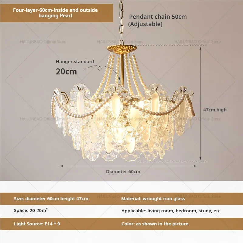 Cream Wind Crystal Chandelier - Elegant French Design for Luxury Living Spaces