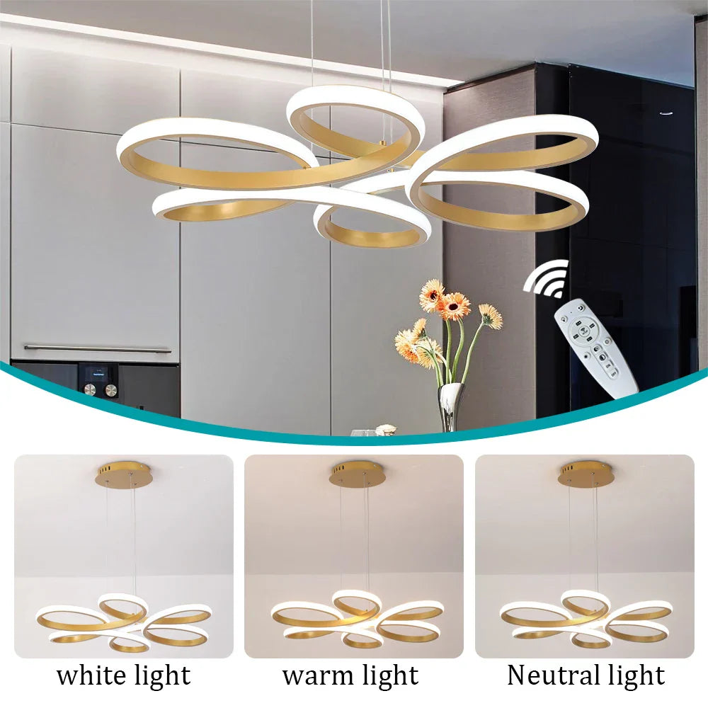 Modern Acrylic Aluminum LED Chandelier with Remote Control Dimming