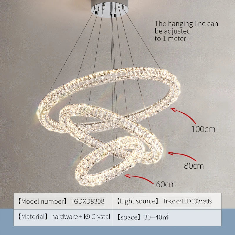 Crystal Chandelier Ring - Elegant Light Luxury for Living Room, Dining Room & Bedroom