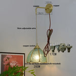 Glass Brass LED Wall Sconce Pull Chain Switch Vintage Vanity Light