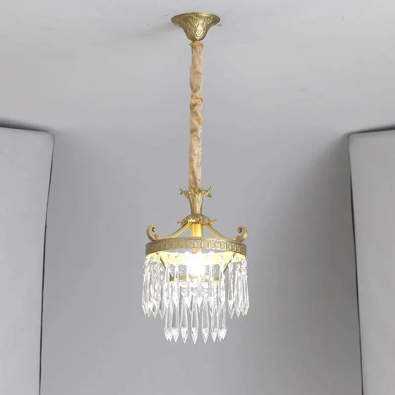 Luxure Crystal Chandelier: Modern Copper Ceiling LED Light Fixture for Living Room