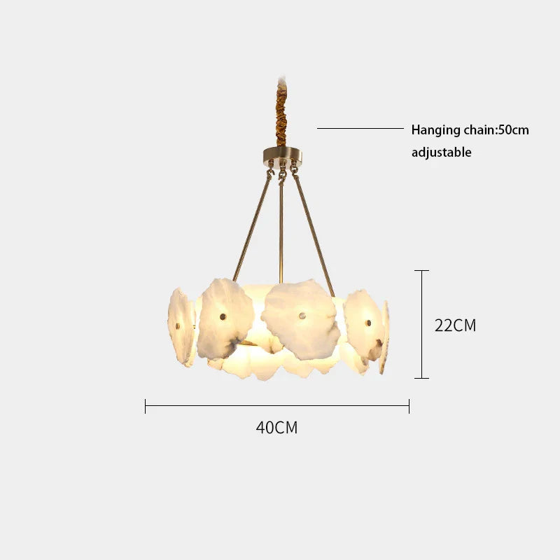 Ivory White Marble Copper LED Ceiling Light Luxury Modern Fixture