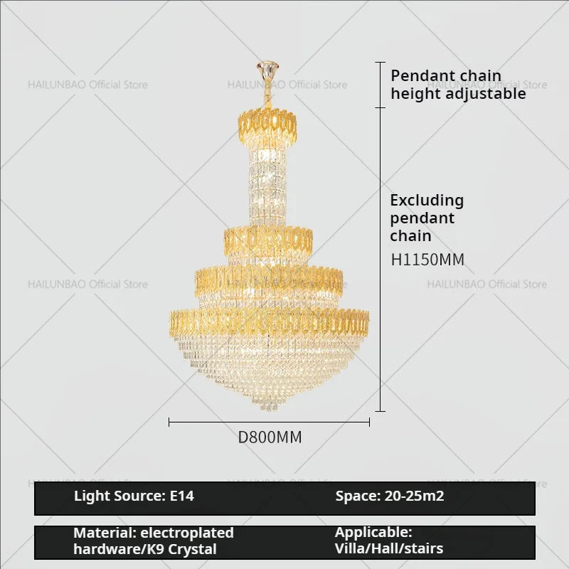 Postmodern Crystal Chandelier for Luxury Living Room and Hotel Lobby