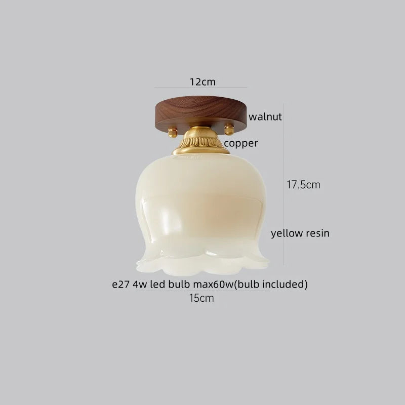Walnut LED Ceiling Lamp Modern Indoor Lighting Fixture