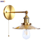 Loft LED Wall Lamp Gold Pull Chain Switch Industrial Luminaire