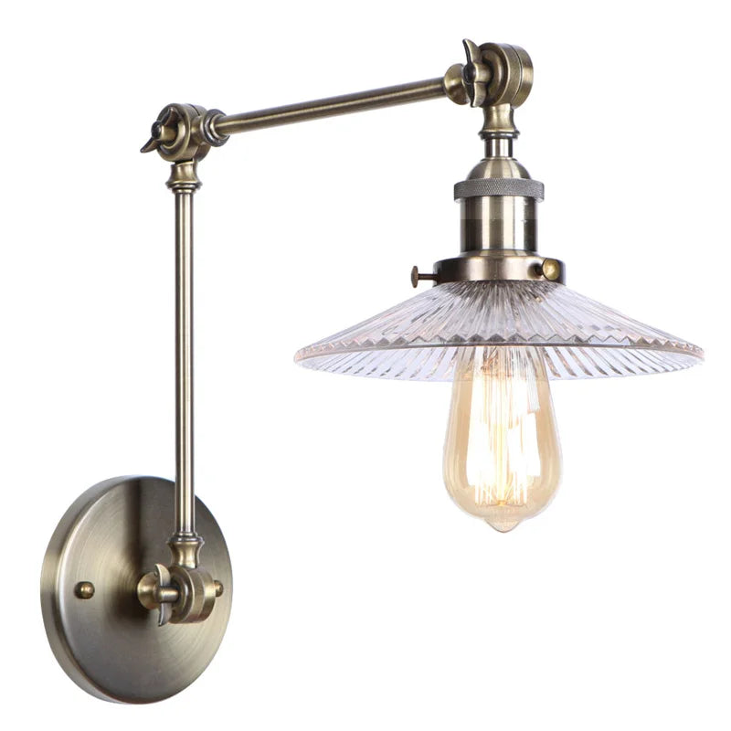 Vintage Clear Glass LED Wall Lamp, Industrial Pull Chain Switch, Adjustable Light Fixtures
