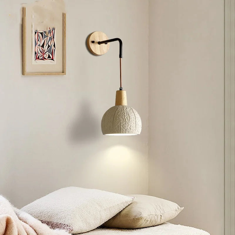 Cement Shade Wood LED Wall Sconce Light Fixture for Home Decor