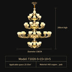 All Copper Jade Chinese Chandelier: Modern & Simple Living Room Lighting