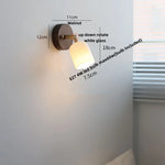 Walnut Wood LED Wall Lights Bedroom Copper Rotate Glass Pull Chain Switch